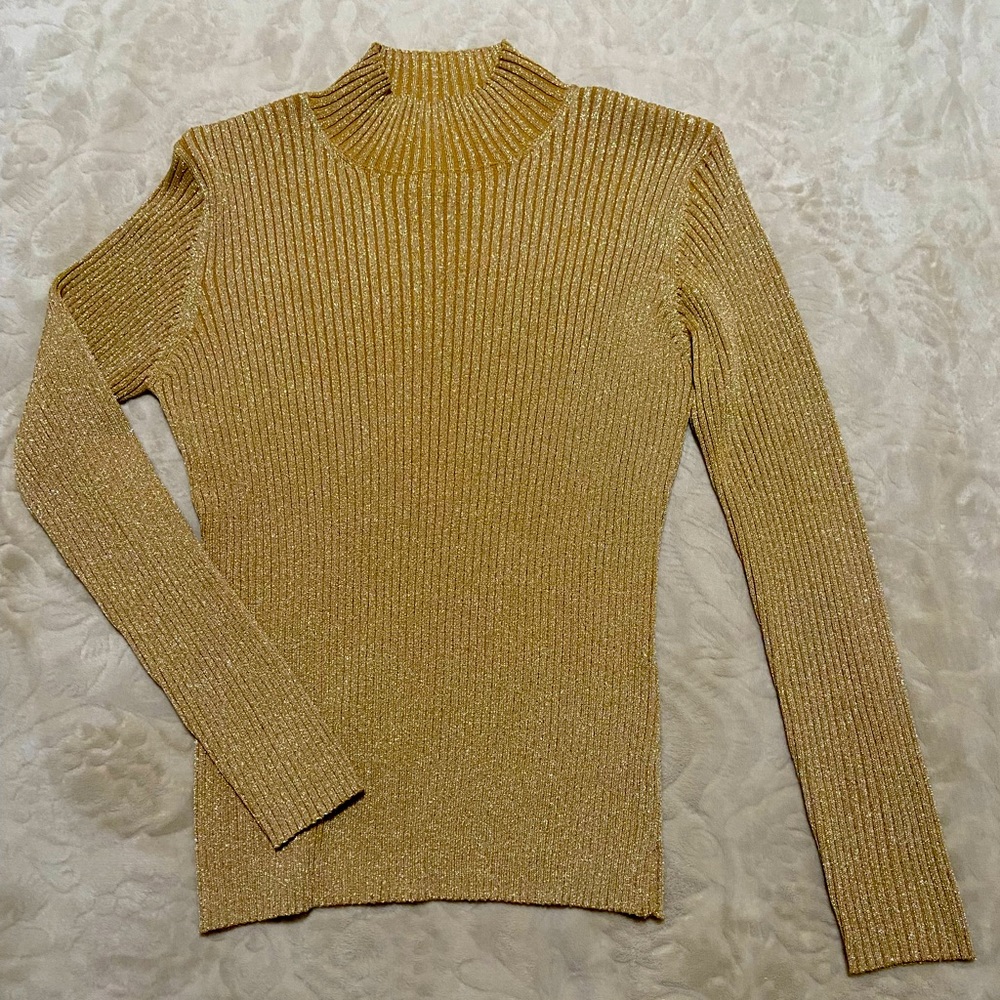 Women’s Joseph A. Gold Glittery Turtleneck